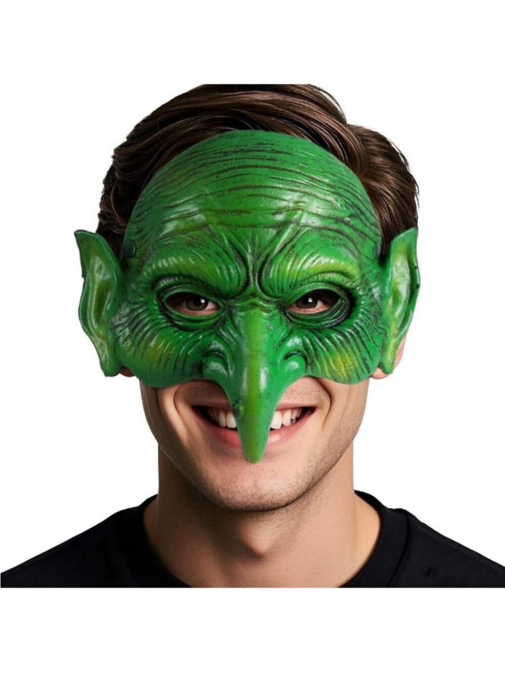Spooky Green Goblin Mask for Halloween, Witch Masquerade Costume Accessory
